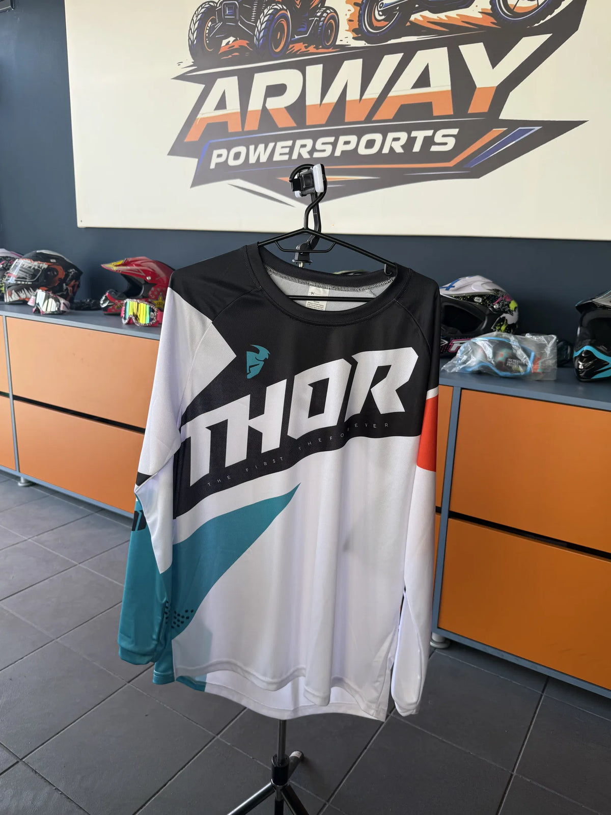 Bluză motocross THOR alb-negru - imagine produs
