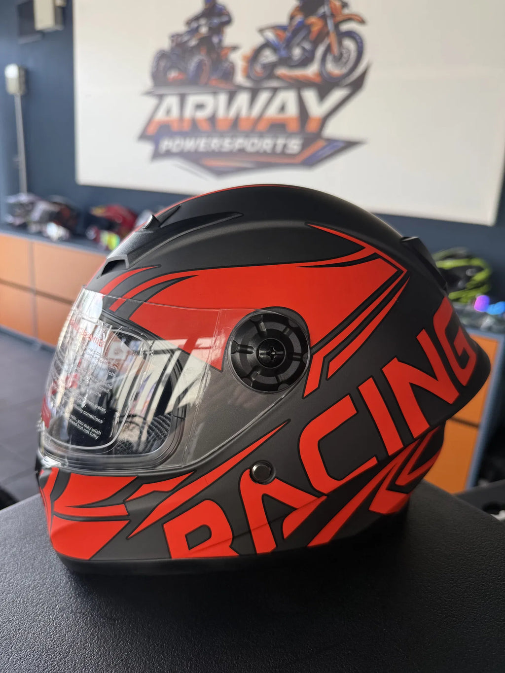 Cască moto copii Racing negru-roșu neon - imagine produs 3