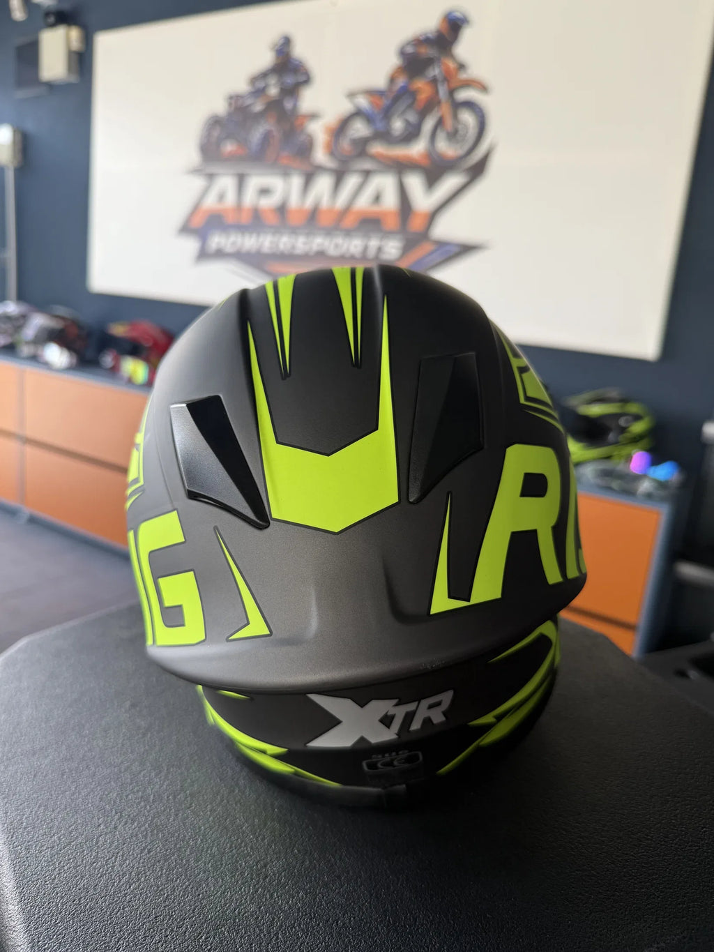 Cască moto copii Racing negru-verde neon - imagine produs 4