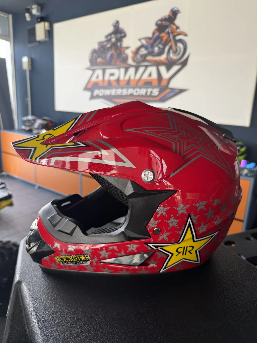 Cască moto Rockstar roșu - imagine produs 3